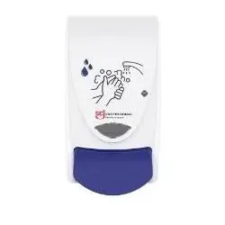 Multi, Seifenspender + Seifenschale, Dispenser Cleanse Hands Manuel Plast hvid/blå til 1ltr,1 stk