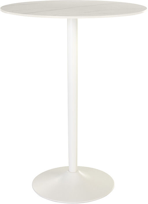 Miliboo Runder Design-Bar-Tisch aus weißer Keramik und Metall D80 cm MALOU