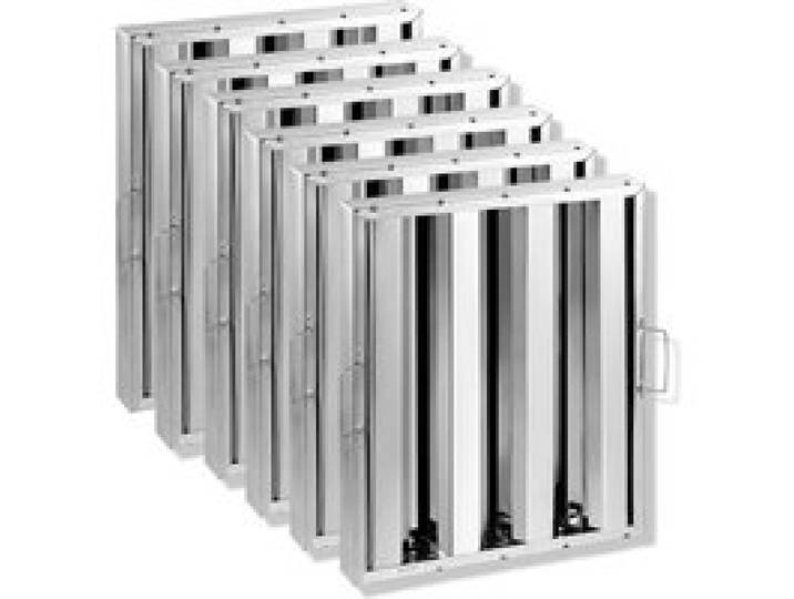 VEVOR Filtre de Hotte Aspirante Commerciale 393x493 mm, Filtre à Chicane en Acier Inoxydable, 3 Rainures, Lot de 6, Nettoyage Facile, pour Hottes d'Extraction de Cuisine Commerciales Anti-graisse