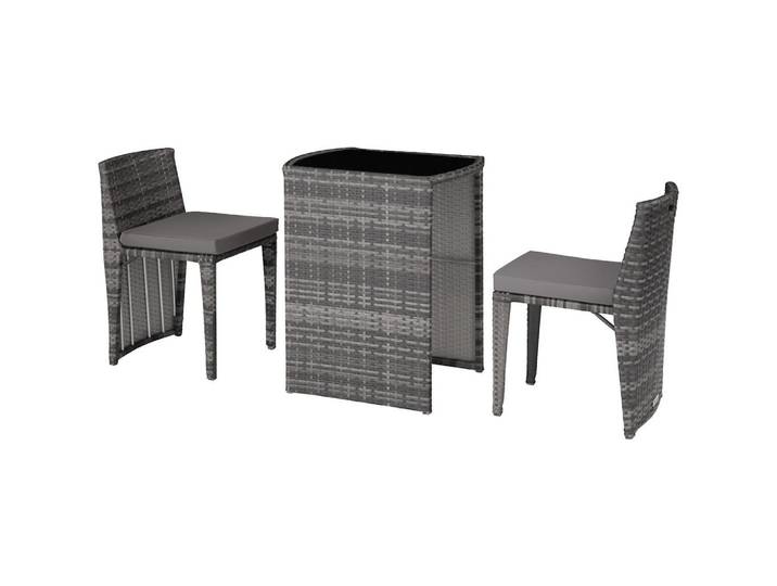 tectake Rattanset aus Aluminium Hamburg, kein Aufbau, grau, Grau, Kunststoff, Rechteckig, Gartenmöbel, Gartengarnituren, Gartenmöbel-Sets