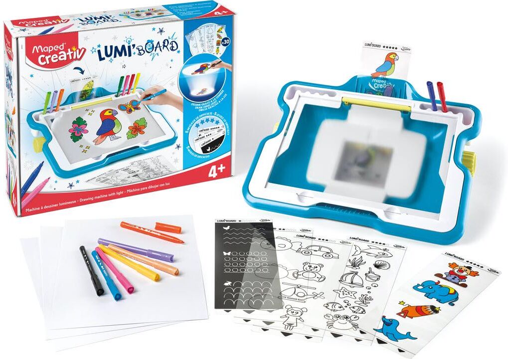 Tafel MAPED "Lumi Board A4", Kinder, blau (blau, weiß), Kunststoff, Tafeln Tafel blau, weiß Einheitsgröße