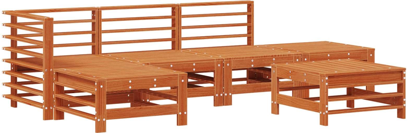 Garten-Lounge-Set 5 pcs Wachsbraun Massives Kiefernholz