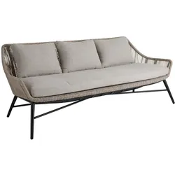 Gartensofa Pembroke mit Kissen, aus Rattan und Aluminium, modern, beige, 3-Sitzer