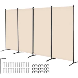 VEVOR Raumteiler 4 Paneele Paravent 3464 x 1840 x 520 mm, faltbarer Sichtschutz & tragbarer Trennwandteiler zur Raumtrennung, freistehende Raumteiler für Büro Schlafzimmer Arbeitszimmer, Beige