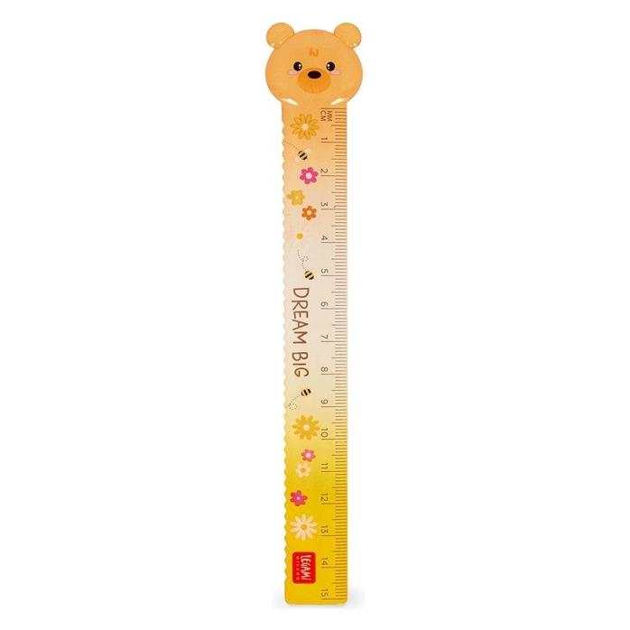 Legami Lineal - Teddy Bear, Schullineal, Zeichenlineal, Kunststoff, 15 cm, RUCAT0003 (15 cm, Kunststoff) (VRUCAT0003)