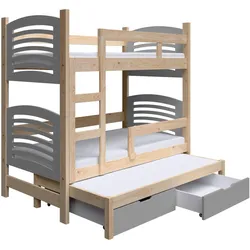 ETAGENBETT OHANA mit Bettkasten 75x180 cm Kieferfarben