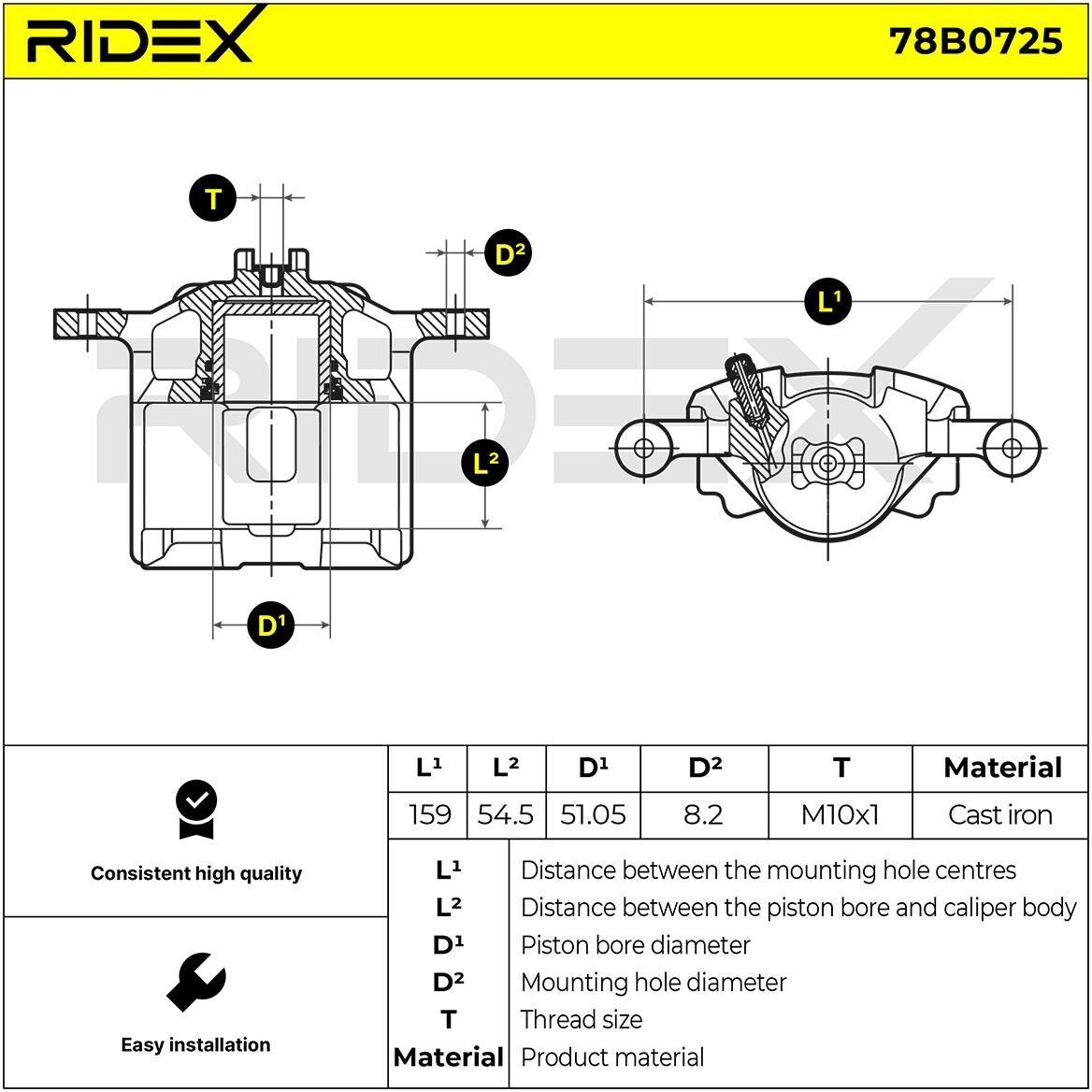 RIDEX 78B0725 Brake caliper