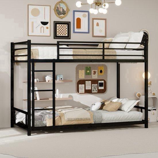 Stapelbett aus Metall - Schwarzes Metallgestell - 197 x 98 x 136 cm - Geringe Geräuschentwicklung - Ideal für Kinderzimmer - Platzsparendes Bett