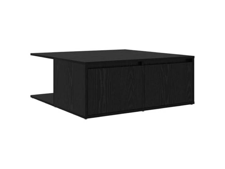 Roanoer Couchtisch Schwarz Eichen-Optik 80x80x31 cm mit Schublade Minimalistischer Wohnzimmertisch aus robustem Holzwerkstoff mit praktischem Staufach für Ordnung auf dem Sofatisch.