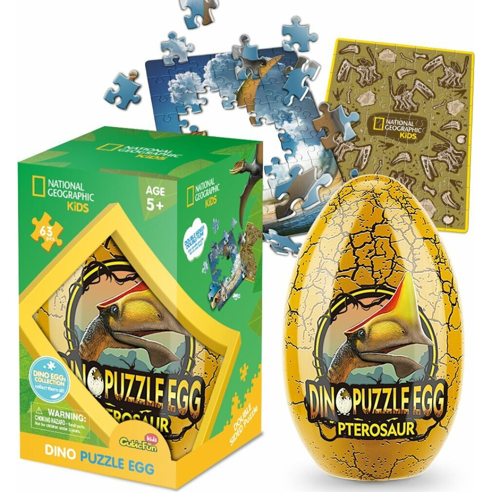 CubicFun National Geographic Pterosaurussen Dubbelzijdige Ei Puzzel - 63 stukjes