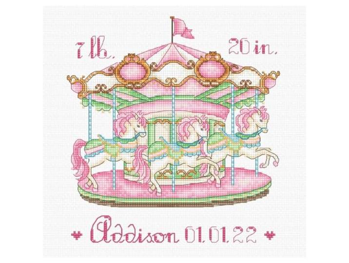 Kruissteekset babycarrousel meisjes telpatroon