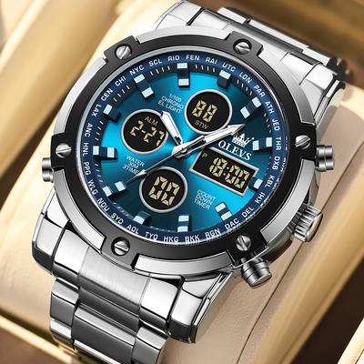 Perfect Picks Market Men Digital Watch Waterproof Multifunction Luminous Dress Watch With Alarm blue