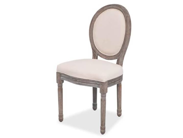 POUFGDR Esszimmerstühle, cremefarben, aus Leinenstoff, mit Holzbeinen Schaumstoffgepolsterte Sitze, stabiler Holzrahmen, 110 kg pro Sitz, Esszimmer, Wohnzimmer, Relax-Lese