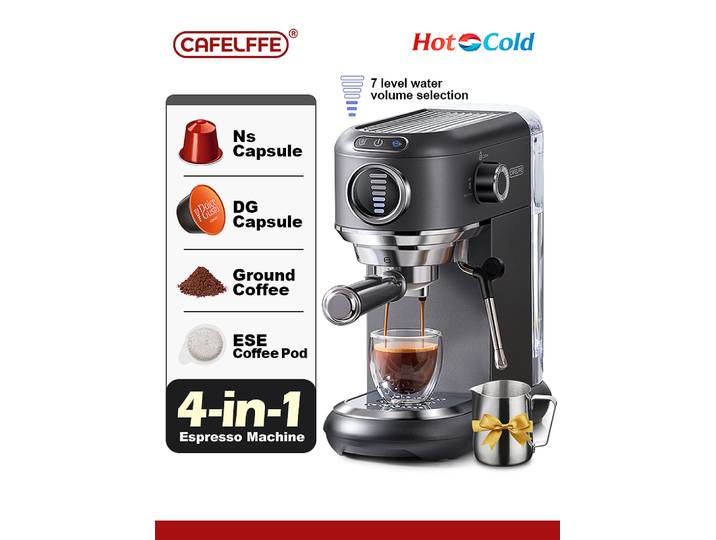 Cafelffe-Cafetière chaude/froide 4 en 1 Dolce Gusto & a.net, dosette ESE, machine à cappuccino moulu, expresso, 19 bars