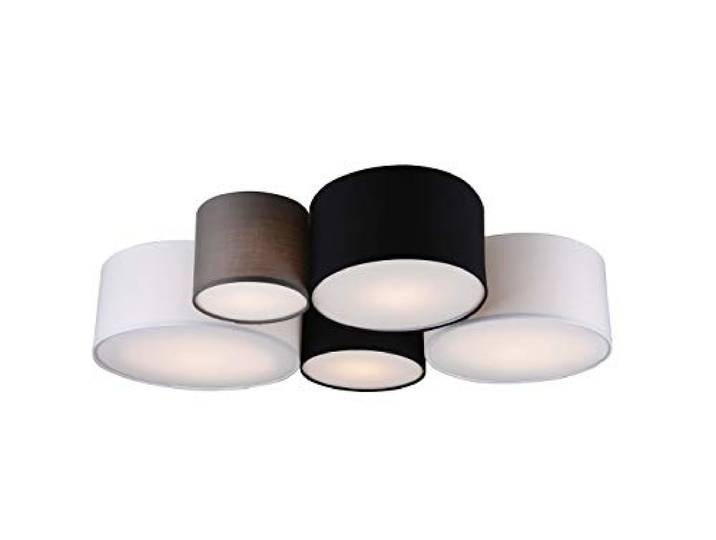 Trio Leuchten Plafonnier Hotel 693900517\, abat-jour en tissu blanc/noir/gris\, sans 1 ampoule E27
