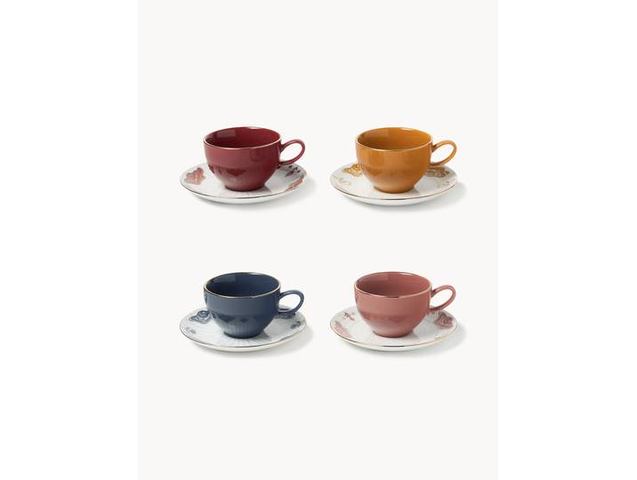 Tasses à café avec sous-tasses Mystic, 4 pièces