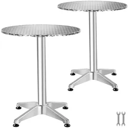 TecTake GmbH tectake Bistrotisch Frederic, Aluminium, wetterfest, höhenverstellbar, MDF Platte, 67x67x70-110cm, Silber