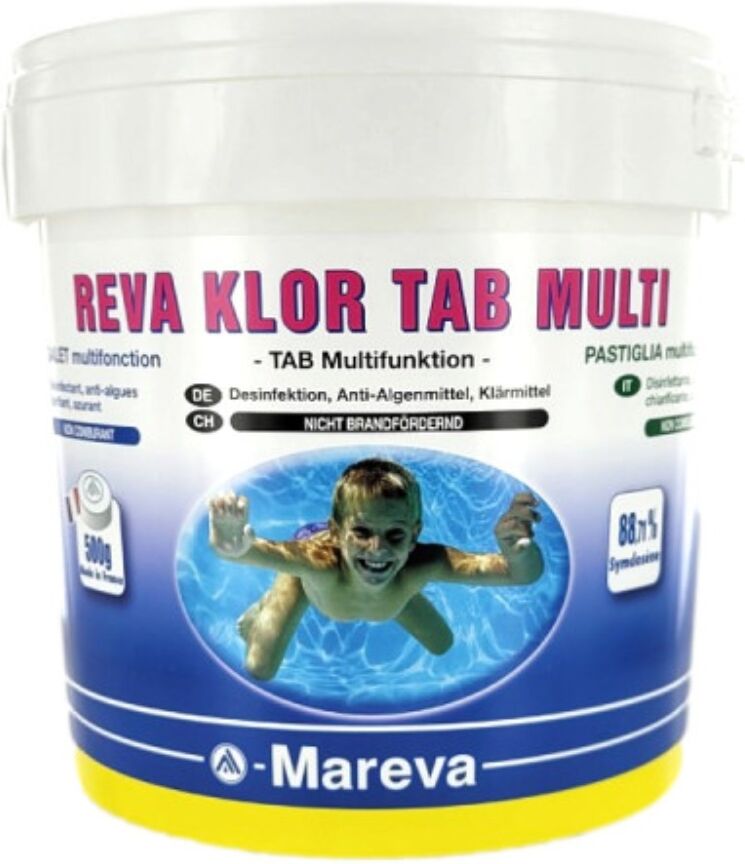 Désinfectant piscine Mareva REVA-KLOR Tab Multi galets 500g seau 5kg