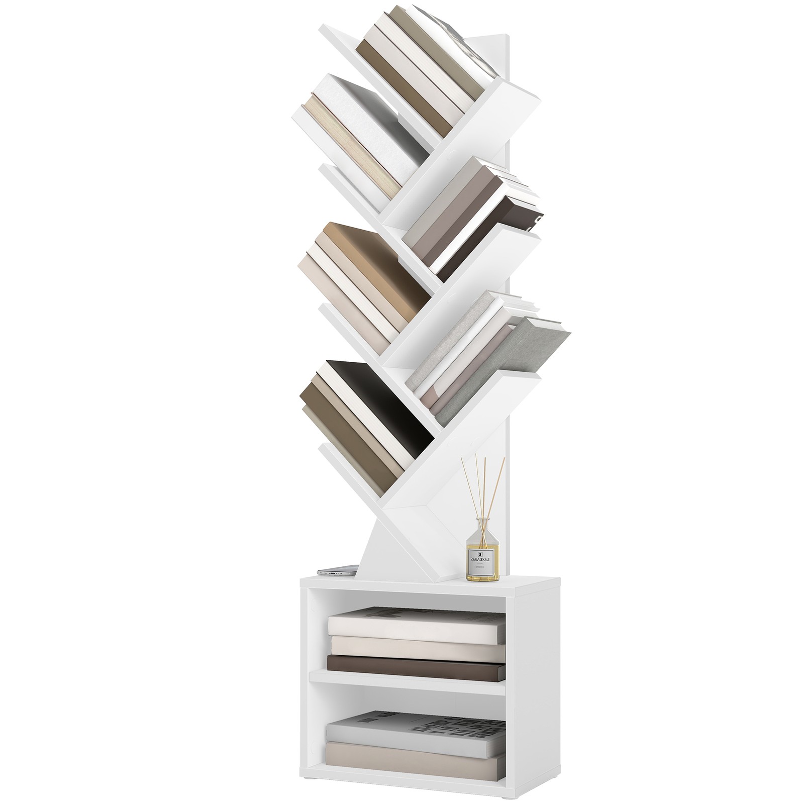VASAGLE Standregal in Baumform, Bücherregal, 20 LBCB35607WB01