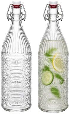 Bormioli Rocco Italian Heritage Glass Bottle Decorative Motifs Inspired by Traditional Italian Majolica