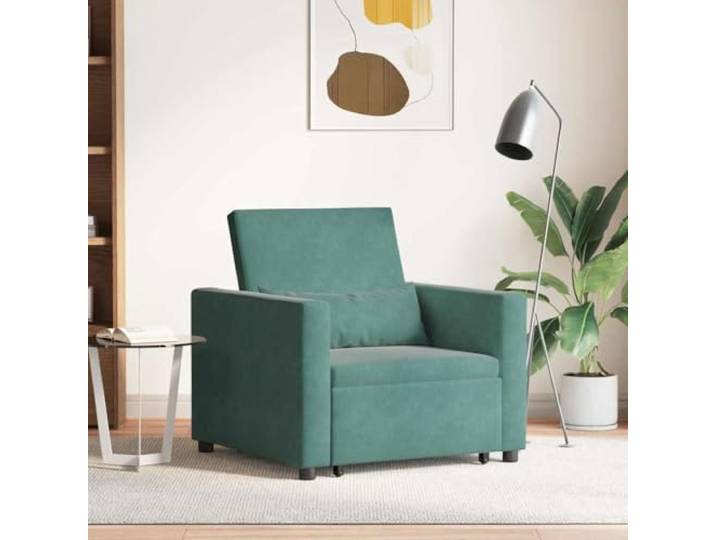 NLQMSU Schlafsofa, ausziehbar, 3-in-1, dunkelgrün, Velours, mit Rädern Verstellbare Rückenlehne, reibungslose Umwandlung, weicher Samt, modernes Design, einfache Pflege, täglicher Gebrauch