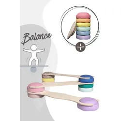 tiSsi® Balance Board Set inkl. Stapelstein 6er Set Rainbow Pastel und Board