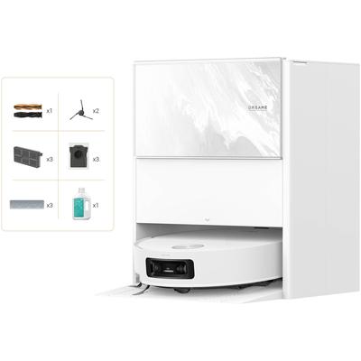 DREAME Saugroboter "mit Wischfunktion Aqua10 Ultra Track Complete White", weiß, B:42cm H:50cm T:44cm, Saugroboter, Warmwasser-Wischsystem, überwindet Hindernisse, 25.000 Pa Saugkraft
