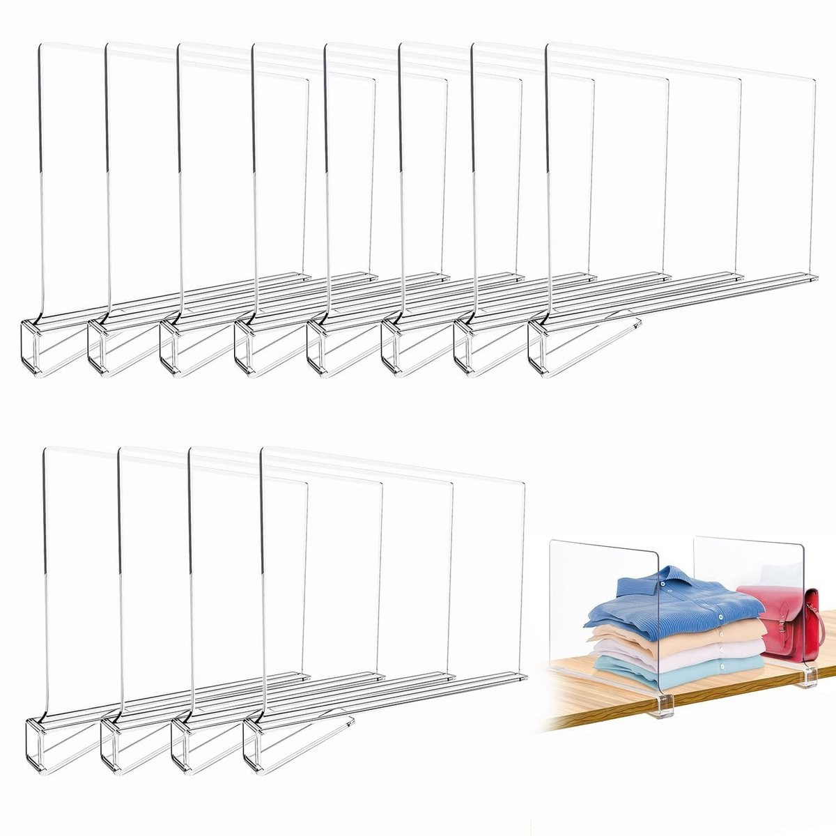 Set van 16 transparante acryl plankverdelers voor organisatie van Omgoods