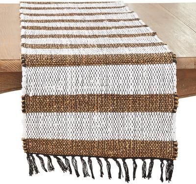 Saro Lifestyle "Ethnic-Inspired Striped Chindi Table Runner - 16""x72"""