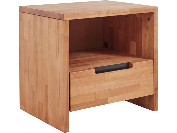 TaBoLe Möbel Nachttisch Santos, Kernbuche massiv mit Fach und Schublade