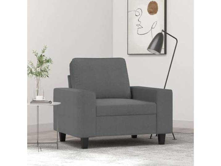 HEFZGDB Dunkelgrauer Sessel 60 cm Stoff Polsterstuhl mit gepolsterter Sitzfläche und Rückenkissen, strapazierfähiges Metallgestell für Stabilität, atmungsaktive Bezüge, modernes