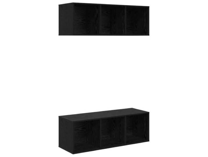KTHLBRH TV-Möbel-Set 2 Stück Eiche Schwarz Holz Engineered Wanddesign, Plattenregale, Holztechnik, schwarze Eiche, modernes Wohnzimmer