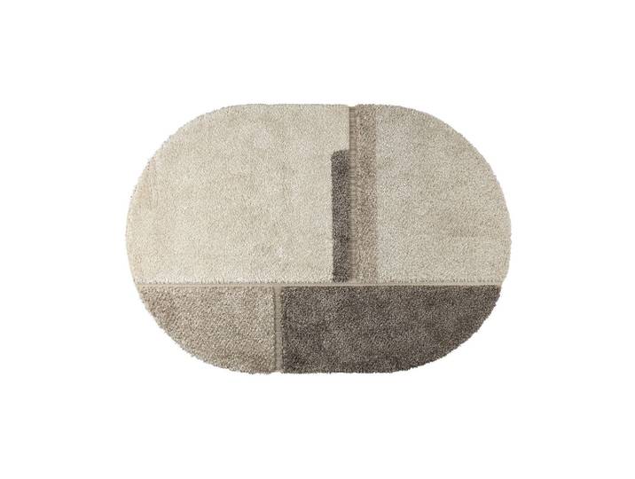 Tapis en laine gris, ovale, à motifs, shaggy, épaisseur 1 cm - Zu