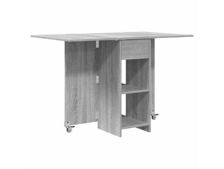 HAQWRDQSG Esstisch Klappbar 115 x 70 x 75 cm Grau Sonoma Holzwerkstoff Klappbare Tischplatte und integrierte Regale schaffen flexiblen Platz für Küche und Esszimmer im modernen Design.