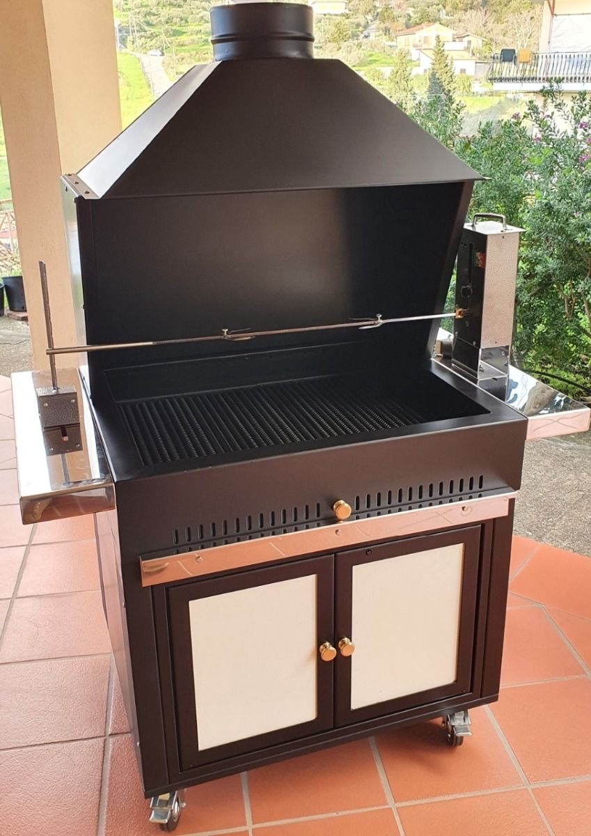 Holzkohlegrill mit elektrischem Drehspieß 80x65