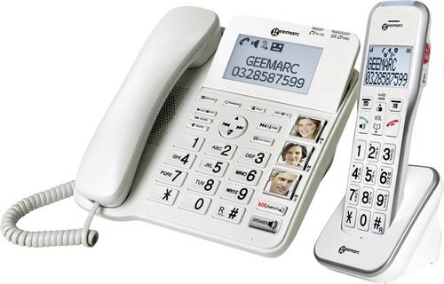 Geemarc AMPLIDECT 595 COMBI Schnurgebundenes Seniorentelefon Anrufbeantworter, Freisprechen, Optische Anrufsignalisierung, fü