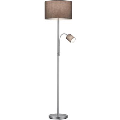 TRIO LEUCHTEN Stehlampe "Hotel", grau (nickelfarben, grau), 2, Ø 40cm H: 170cm, Leuchten, mit flexibel einstellbarer Leseleuchte, getrennt schaltbar, Stehlampe