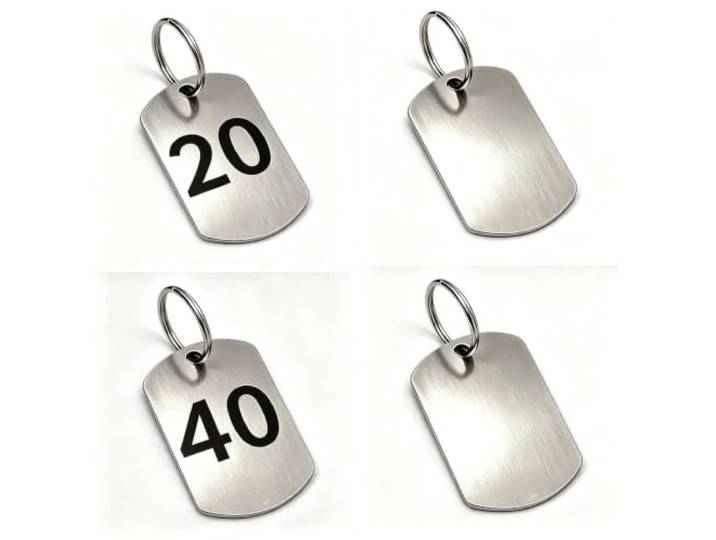 nummernschild Nummeriertes Schlüsselschild In Schildform, 24 X 40 Mm/29 X 50 Mm, Nummernschild Aus Edelstahl Für Schließfächer/Wasserbecher(A-1-200,L 29 MM W 50 MM)