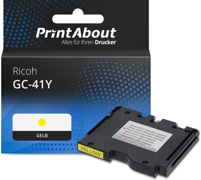 PrintAbout Druckerpatrone kompatibel mit Ricoh GC-41Y (405764) - Gelb