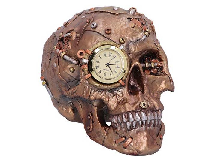 Nemesis Now Gesloopt schedel Steampunk skelet beeldje, brons, 19cm, bruin