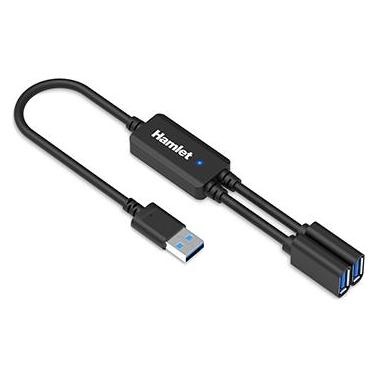 Hamlet XHUB-02UA-5GY HUB USB 3.0 con cavo Y da 30 cm - 1 ingresso USB-A e 2 uscite USB-A 3.0 (XH (USB-A, 2 Ports) (XHUB-02UA-5GY)