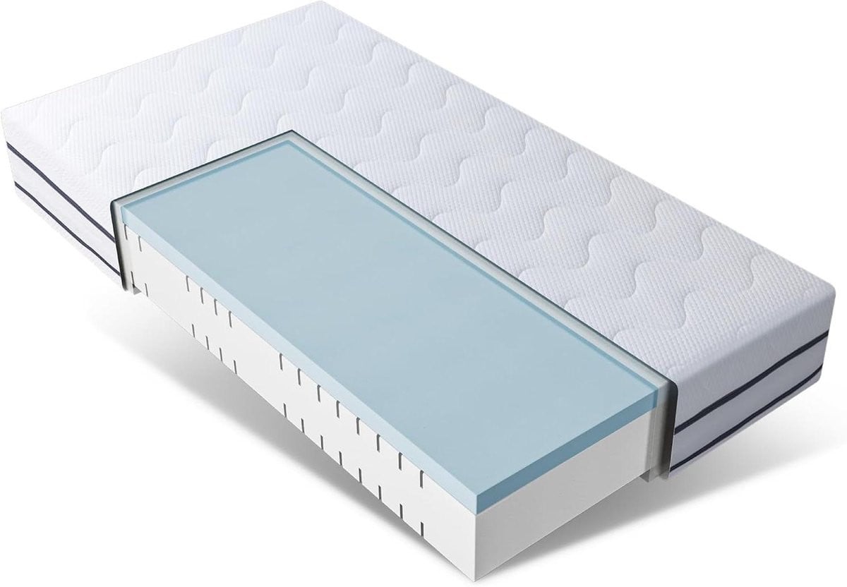 Wit Hybrid Schuimmatras met Geheugenschuim voor Volwassenen - 90 x 200 cm