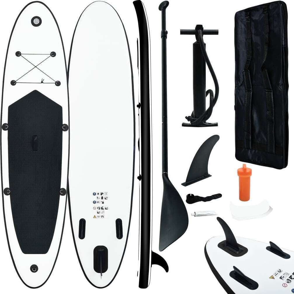 Aufblasbares Stand Up Paddle Board Set Schwarz und Weiß