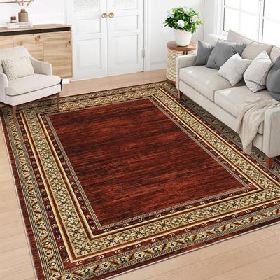 Garvee Vintage Floral Geometric Bordered Area Rug
