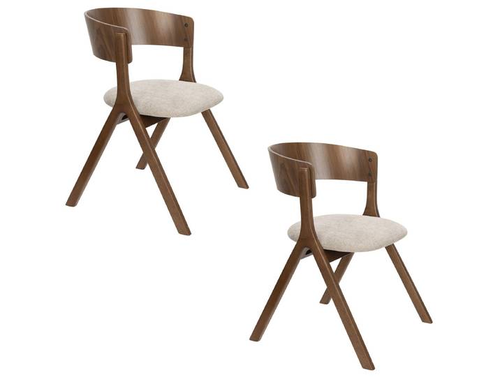 Esszimmerstuhl Miressa 2er-Set – aus Stoff in Beige - Beige - Luxusbetten24