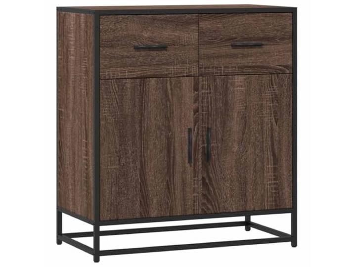 HEFZGDB Modernes Sideboard in Eichen-Optik mit Metallgestell für industrielle Note, Flurschrank mit ergonomischen Griffen als langlebiges Aufbewahrungsmöbel aus Holzwerkstoff.