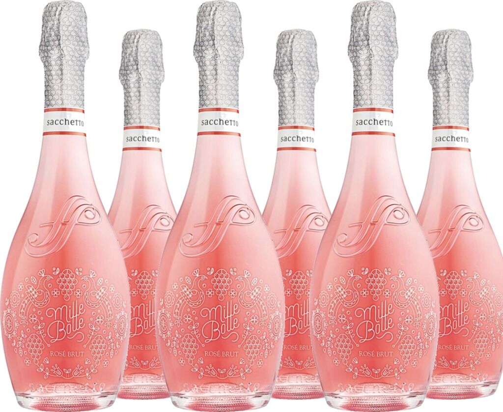 6er Vorteilspaket Mille Bolle Spumante Brut Rosé  Sacchetto