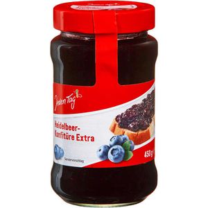JedenTag Marmelade Extra, Heidelbeere, vegan, 50% Fruchtgehalt, im Glas, 450 g