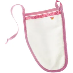 Peelinghandschuh Pink Butterfly – Sanftes Körperpeeling für Gesicht & Körper, fördert Durchblutung & Hautatmung – Ohne Schadstoffe, Anti-Cellulite-Effekt