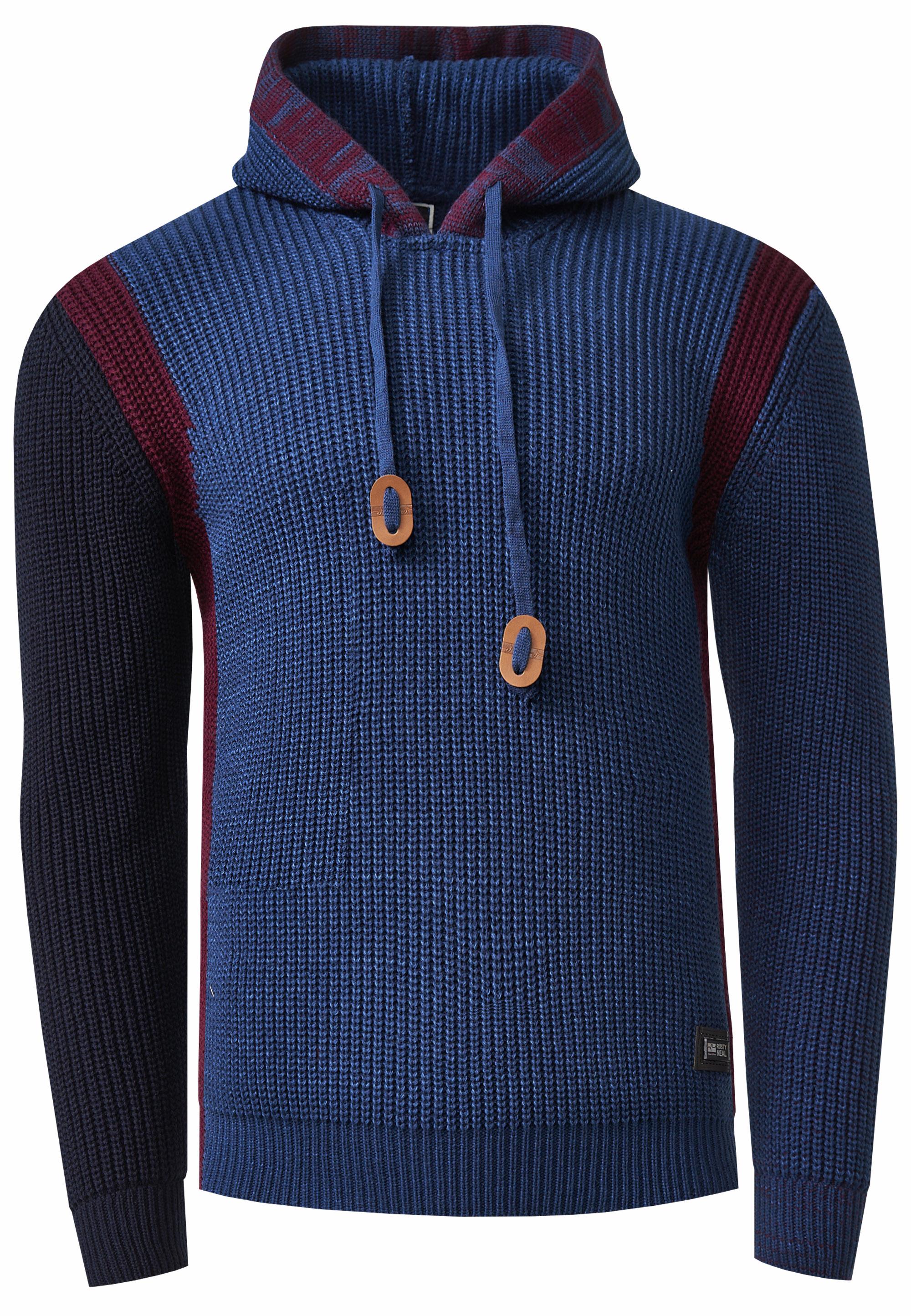 Kontrast Grobstrick Kapuzenpullover